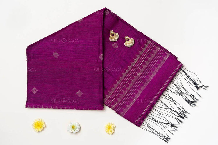 Pure Matka Silk Magenta Saree with Resham Hand Work - Silksaga Studio