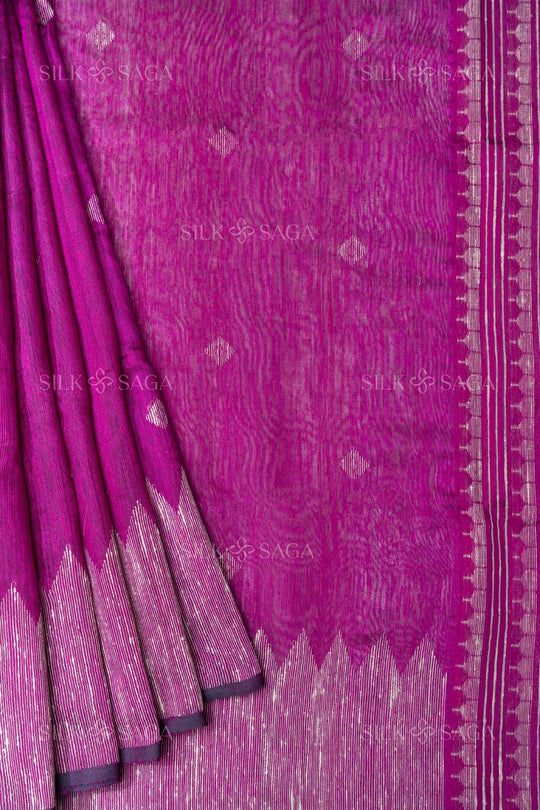 Pure Matka Silk Magenta Saree with Resham Hand Work - Silksaga Studio