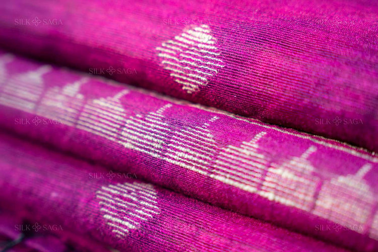 Pure Matka Silk Magenta Saree with Resham Hand Work - Silksaga Studio