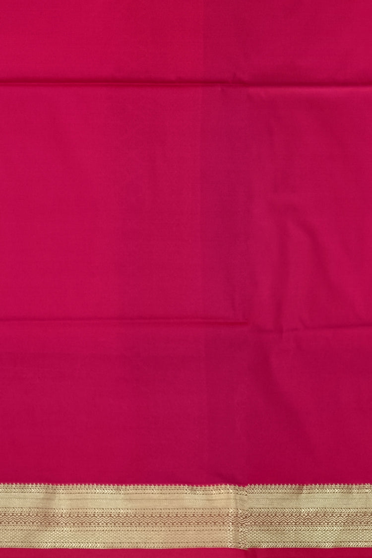 Royal Blue Art Silk Saree with Peacock Motifs and Dark Pink Pallu in Rich Golden Zari Work