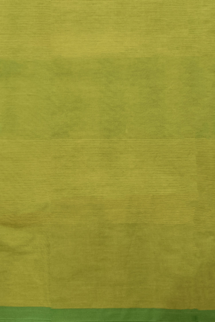 Pure Cotton Textured Green Saree with Pink and Purple Resham Work Pallu