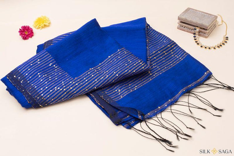 Pure Mooga Matka Silk Saree with Sequin Hand Work - Silksaga Studio