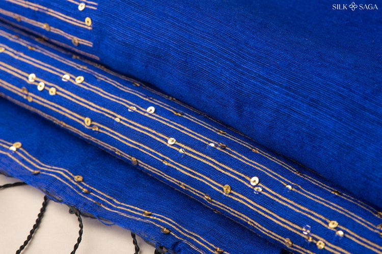 Pure Mooga Matka Silk Saree with Sequin Hand Work - Silksaga Studio