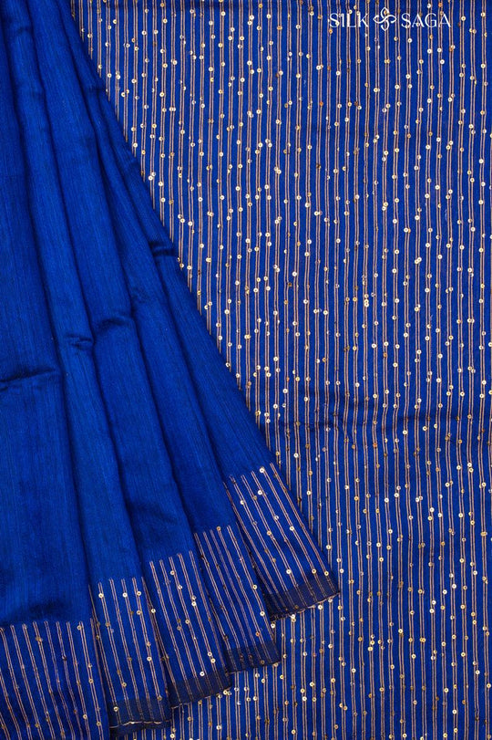 Pure Mooga Matka Silk Saree with Sequin Hand Work - Silksaga Studio