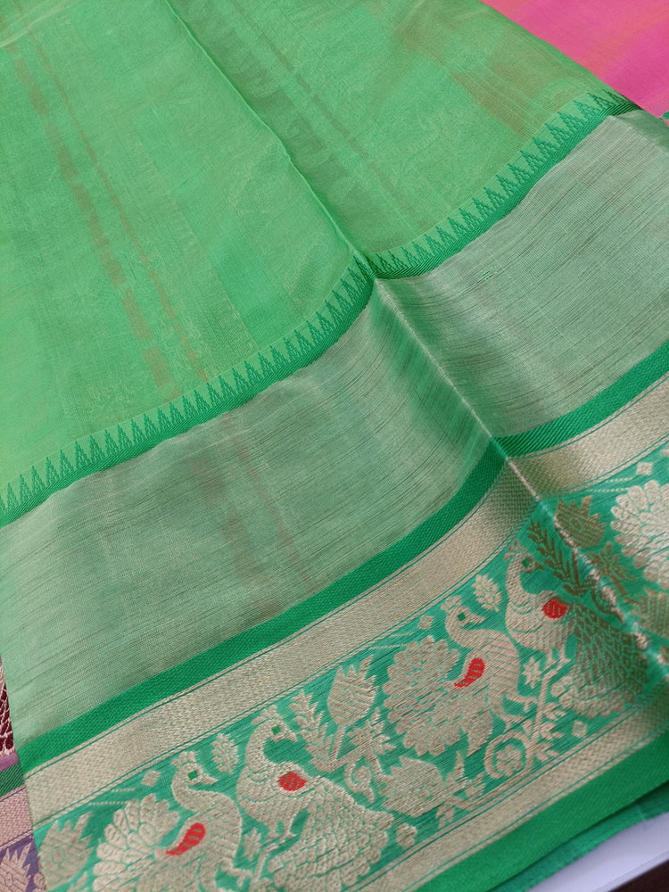 Buy WILLFE Banarasi & Kanjivaram Soft Lichi Silk Saree With Blouse Piece (Light  Green & Pink) at Amazon.in