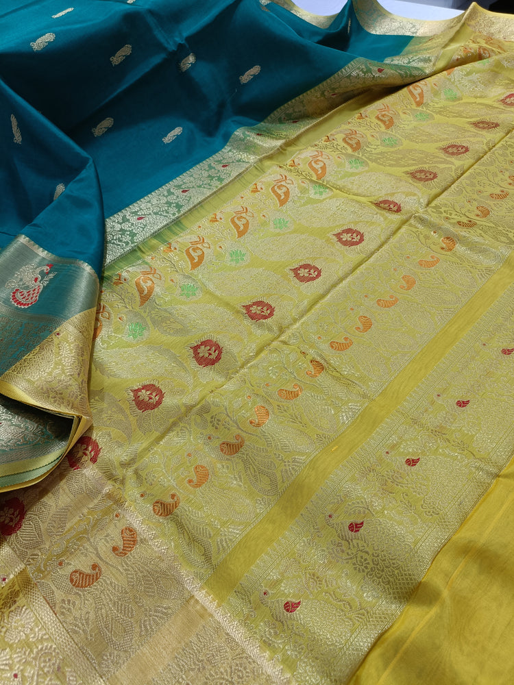 Lemon green with pink border silksaree | Photo Gallery -  www.Wedandbeyond.com