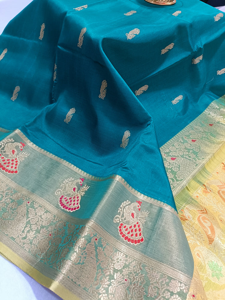 Paithani Saree in Teal Blue : SSEA75