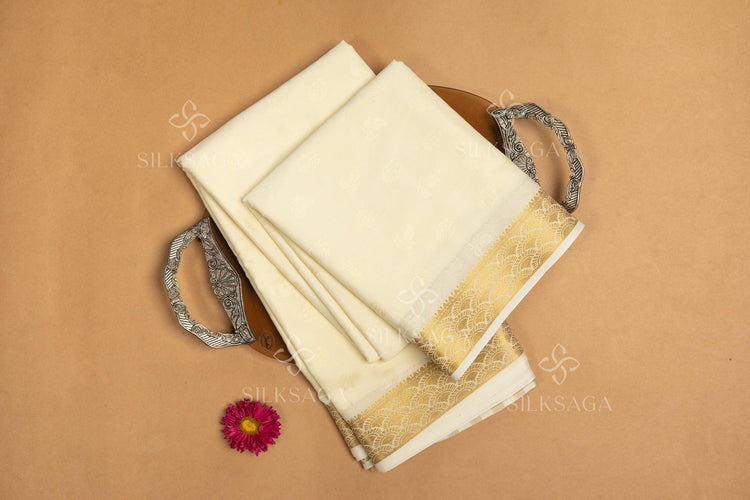 Art Silk Pearl White Saree